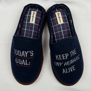 Dearfoams Men's‎ Slippers Medium 9-10 Blue Today's Goal Keep Tiny Humans Alive